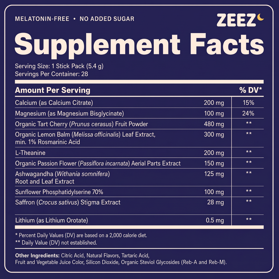ZEEZ Supplement Facts